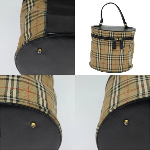 Burberrys Nova Check Vanity Pouch Canvas Beige Gold Auth - Picture 13 of 14